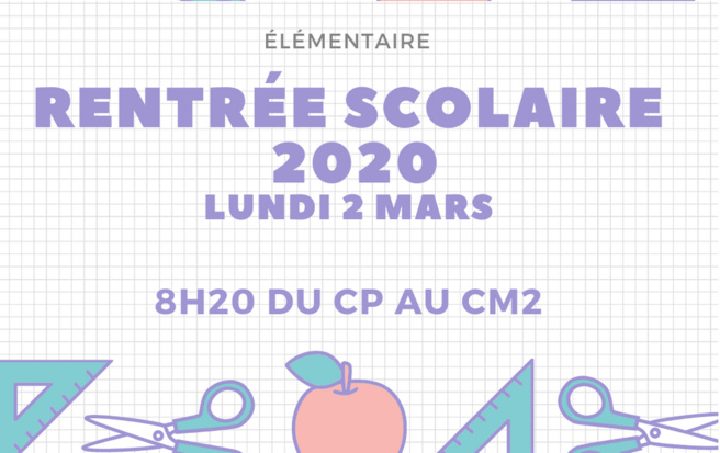 Information Rentrée scolaire 2020: ÉLÉMENTAIRE