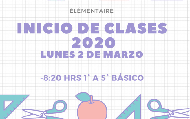 Información inicio de clases 2020: ÉLÉMENTAIRE
