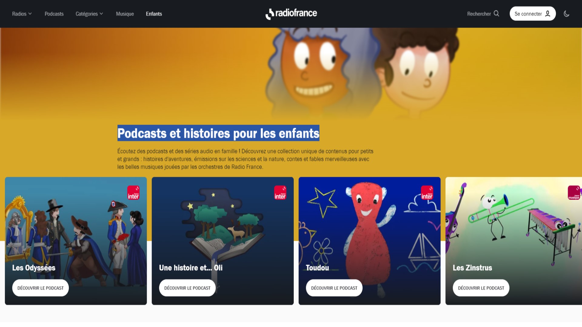 Podcasts et histoires pour les enfants